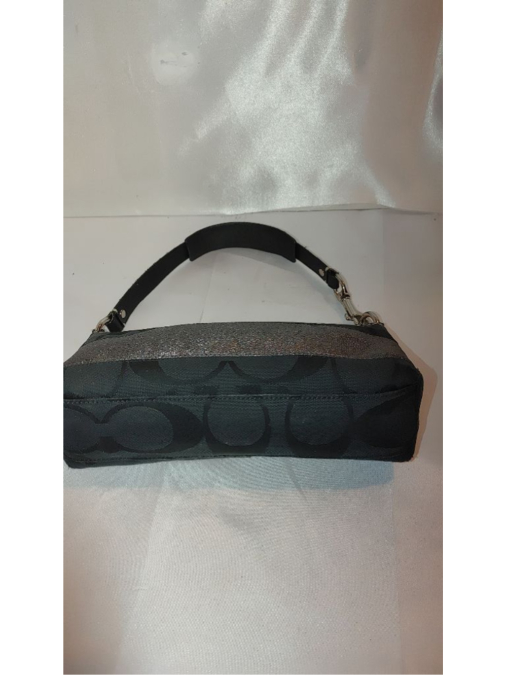Vintage Coach Jacquard Demi Baguette w. Metallic Silver Strip - 11096 - Picture 4 of 5